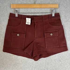 J Crew Patch Pocket Shorts Utility Burgundy Wine Red Cotton Womens Size 4 NWT